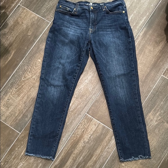 7 For All Mankind Blue Ankle Cropped Jeans - Picture 1 of 10